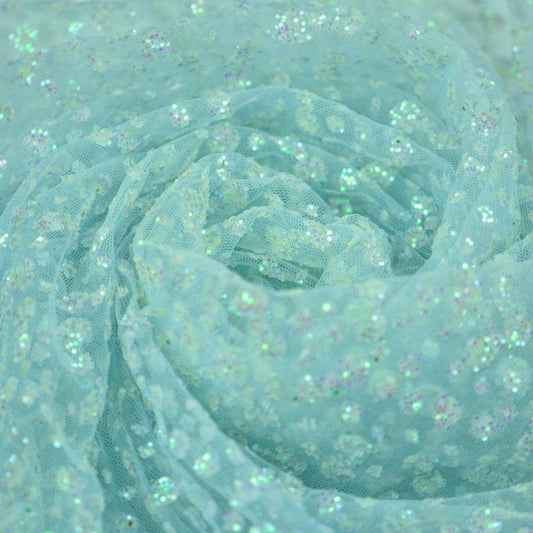 Glitter pe tulle - Bleu