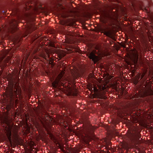 Glitter pe tulle - Grena