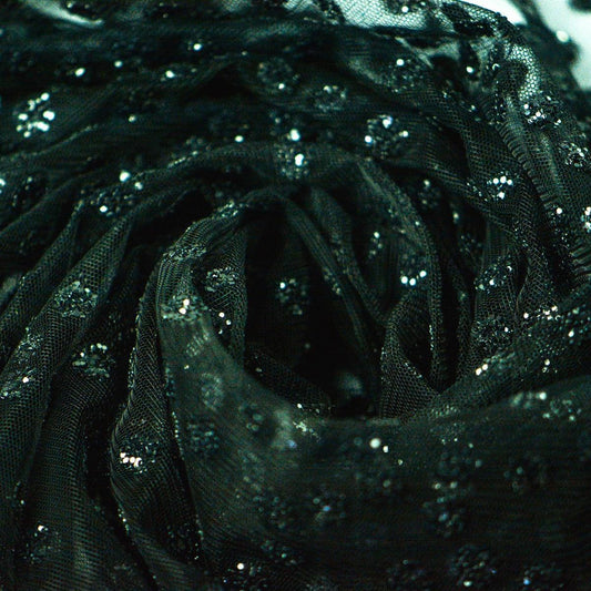 Glitter pe tulle - Negru
