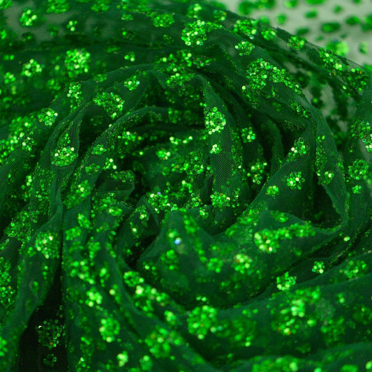 Glitter pe tulle - Verde