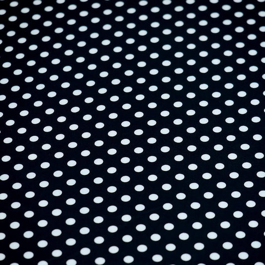 Satin soft - Matasica negru cu buline albe mici