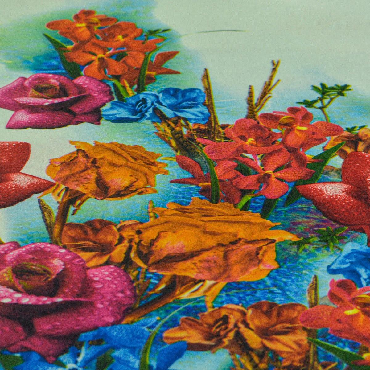 Tafta imprimata - Alba cu flori mari
