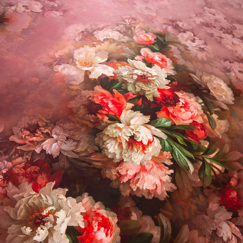 Tafta imprimata - Roz pudra cu flori