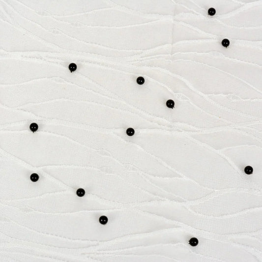 Tulle cu perle - Alb cu perle negre