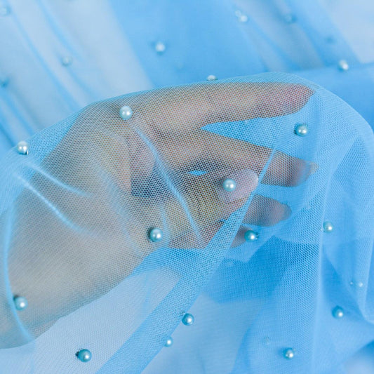 Tulle cu perle - Bleu