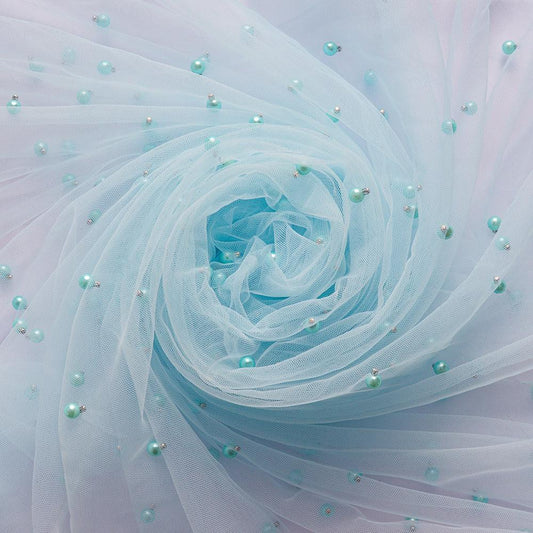 Tulle cu perle - Bleu deschis