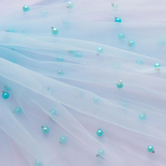 Tulle cu perle - Bleu deschis