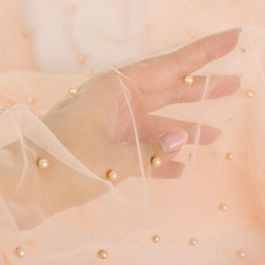 Tulle cu perle - Nude Somon