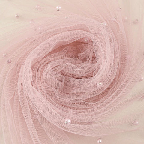 Tulle cu perle - Nude Roz