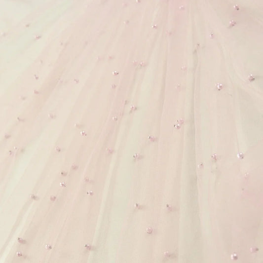 Tulle cu perle - Nude Roz