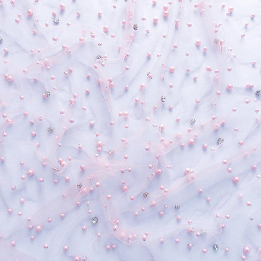 Tulle cu perle si pietre - Roz