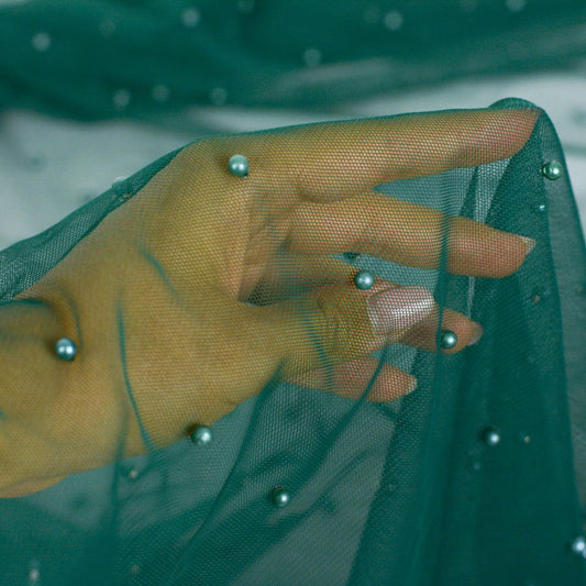 Tulle cu perle - Verde Smarald