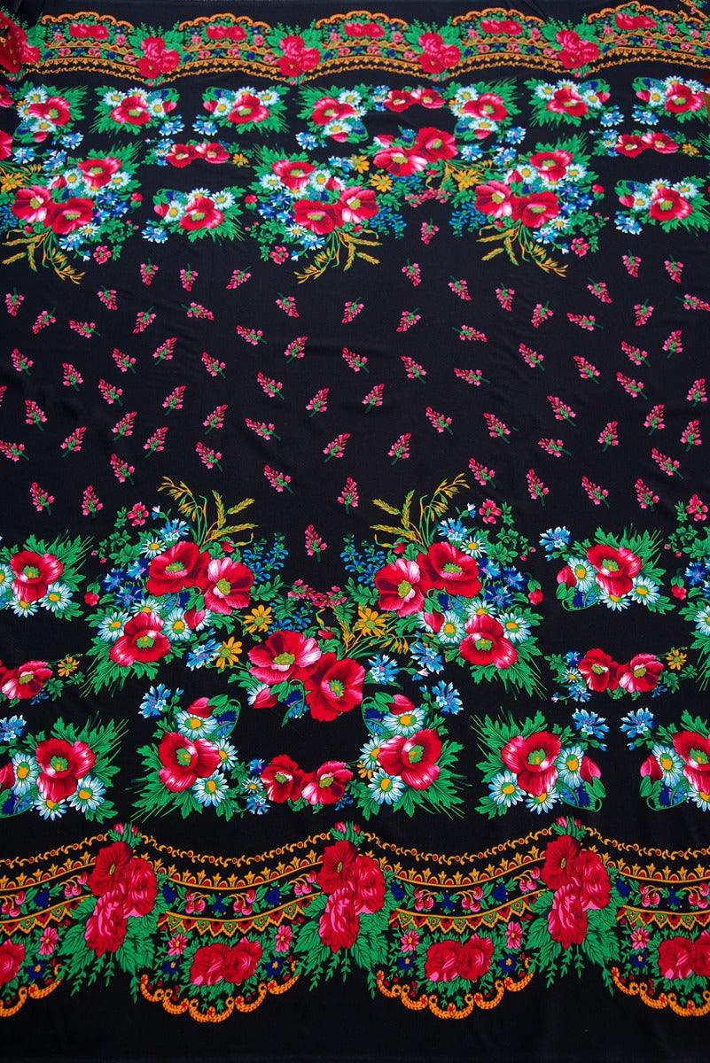 Vascoza Imprimata - Negru cu flori multicolore